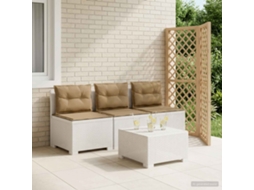Vidaxl Sofá De Jardim 3 Lugares Com Almofadas Visual Rattan Pp Branco
