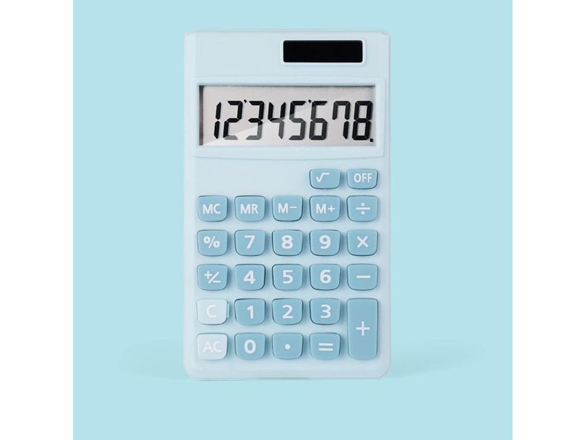 2026rebe calculadora Mini Portátil Estudante Solar 8 Bits Colorida Doce Bonita Azul
