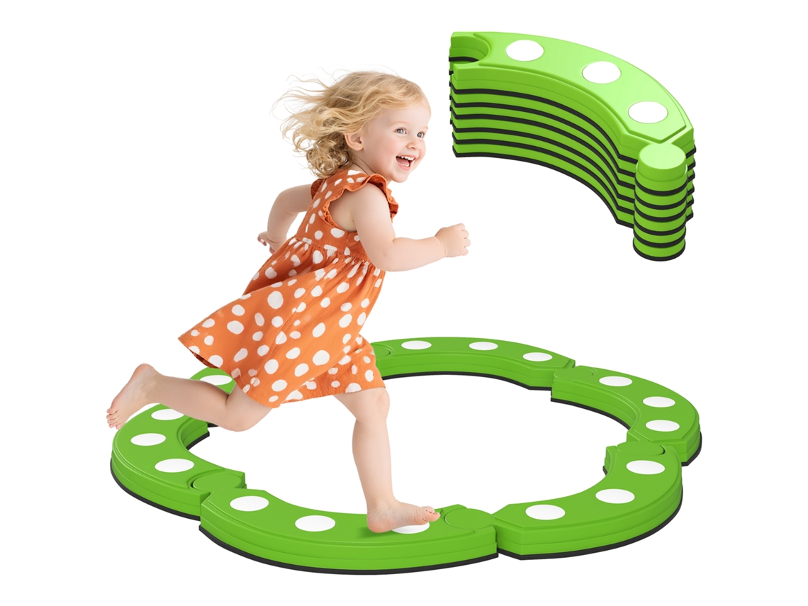 Trave De Equilíbrio, 6 Segmentos Curvos, Elevações Sensoriais, Capacidade De 50 Kg, Verde-pt