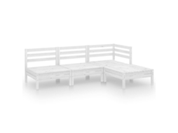 4 Pcs Conjunto Lounge de Jardim Pinho Maciço Branco MAISON EXCLUSIVE