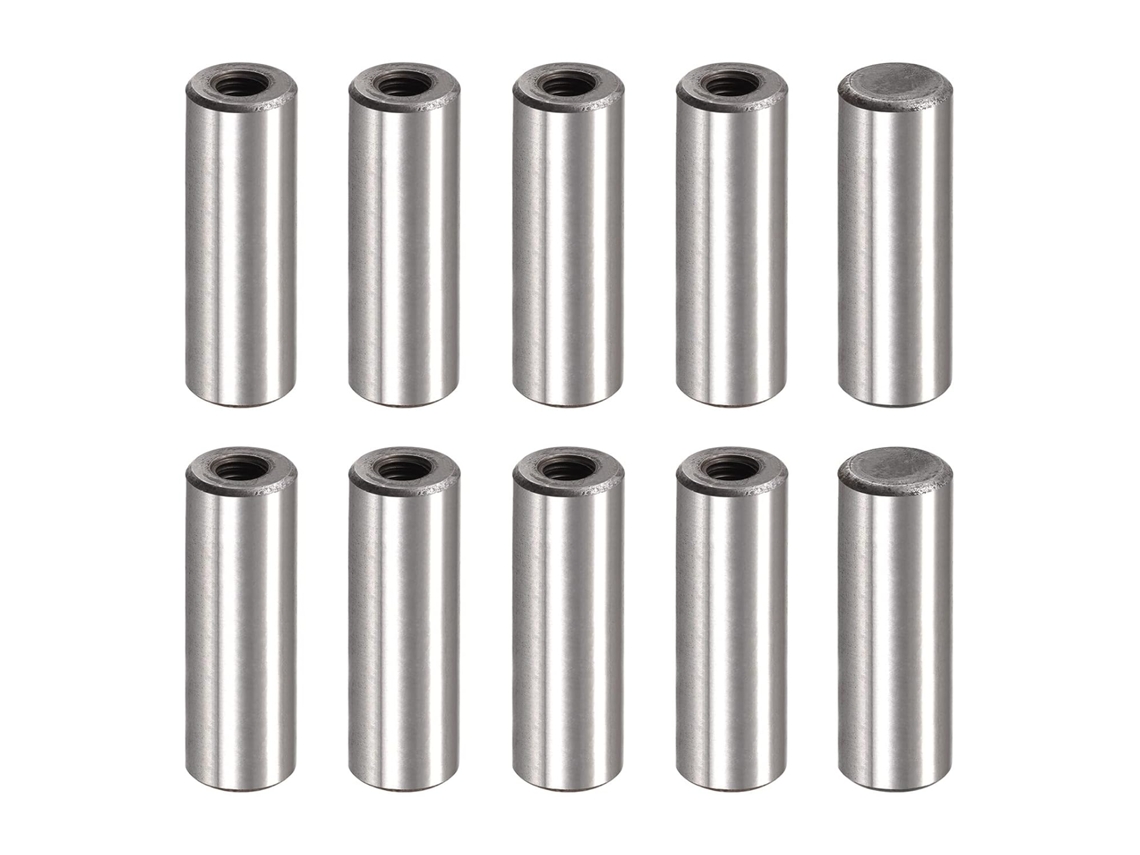 Pino de rosca interna M6, 10 peças, 12x35mm, chanfro, plano, aço carbono, para eixo CHABERLU