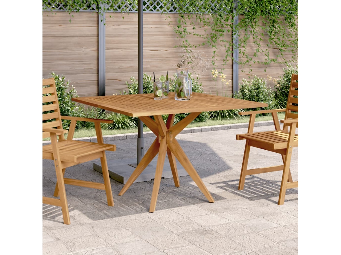Mesa De Jardim Quadrada 110x110x75 Cm Madeira De Acácia Maciça