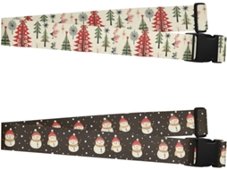 Conjunto De 2 Cintas Bagagem Portáteis Ajustáveis Com Estampa Árvore Natal, Acessórios De Viagem Maior Segurança E