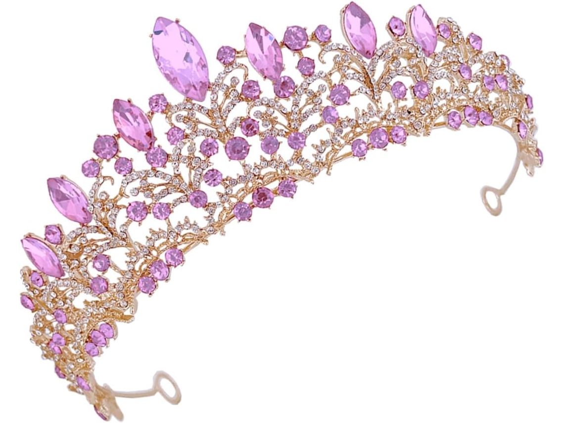 Tiara De Noiva Barroca Nuobesty Em Liga De Zinco E Strass Dourado-roxo, Tiara Delicada Para