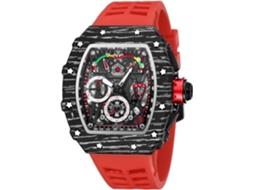 Relógios Retangulares Ushion Relógio De Pulso Com Pulseira De Silicone Com Cronógrafo À Prova Dágua Vermelho Preto