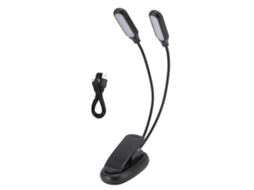 Lâmpada de Mesa LED de Clip com Dois Cabeças Recarregável USB para Leitura Piano | S/MARCA