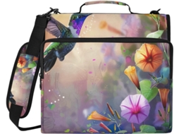 Capa Laptop Com Zíper, Estampa De Pássaros E Flores Coloridas, Organizador De 3 Argolas Escola E Trabalho, À