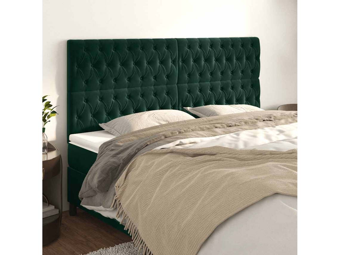 Vidaxl Cabeceira Verde Escuro 180x7x118/128 Cm Veludo