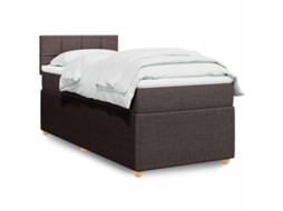 Vidaxl Cama Com Molas/colchão 80x200 Cm Tecido Castanho-escuro