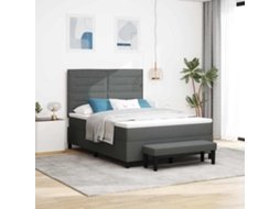Vidaxl Cama Box Com Almofada Cinza Escuro 160 X 200 Cm Tecido