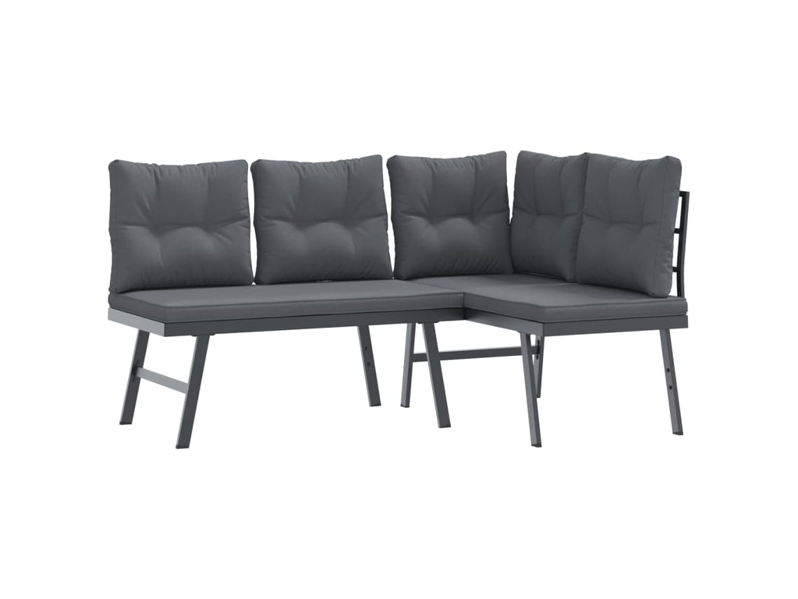Conjunto 2 Banco de jardim VIDAXL Preto Aço
