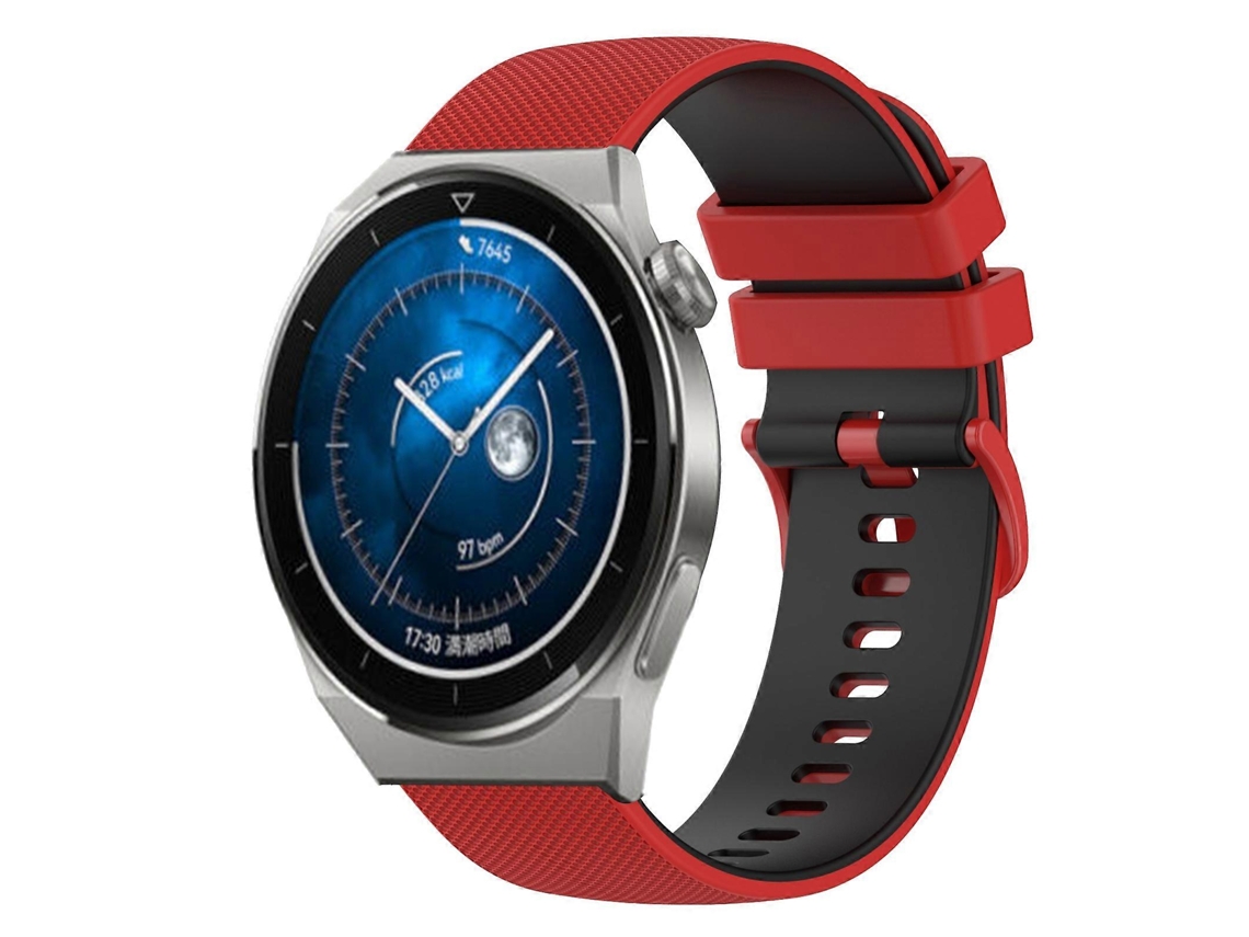 Pulseira De Silicone Quadriculada Bicolor Para Huawei Watch Gt3 42mm 20mm