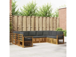Vidaxl Conjunto De Sofá Sectional 9 Pcs Natural E Antracite