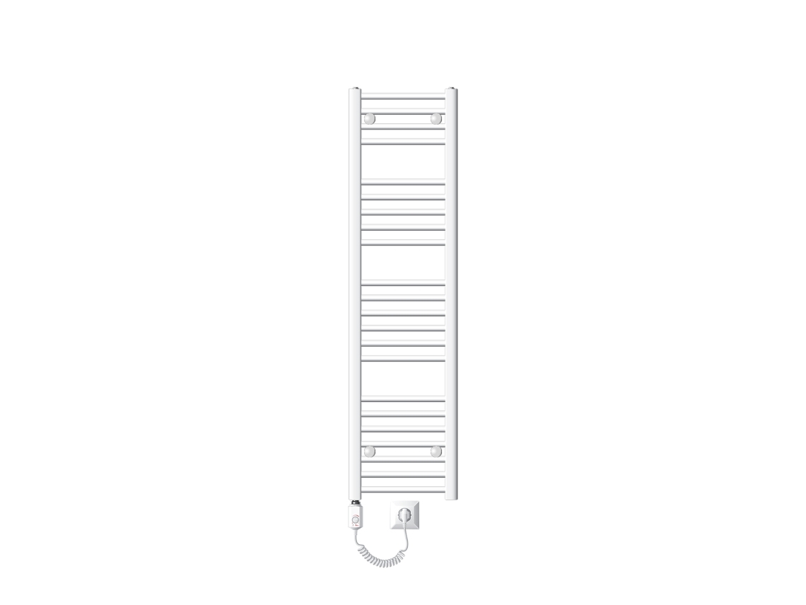 Radiador Elétrico de Casa de Banho com Elemento de Aquecimento 1200W 300X1400 Mm Branco Direito com Ligação Lateral LUXEBATH