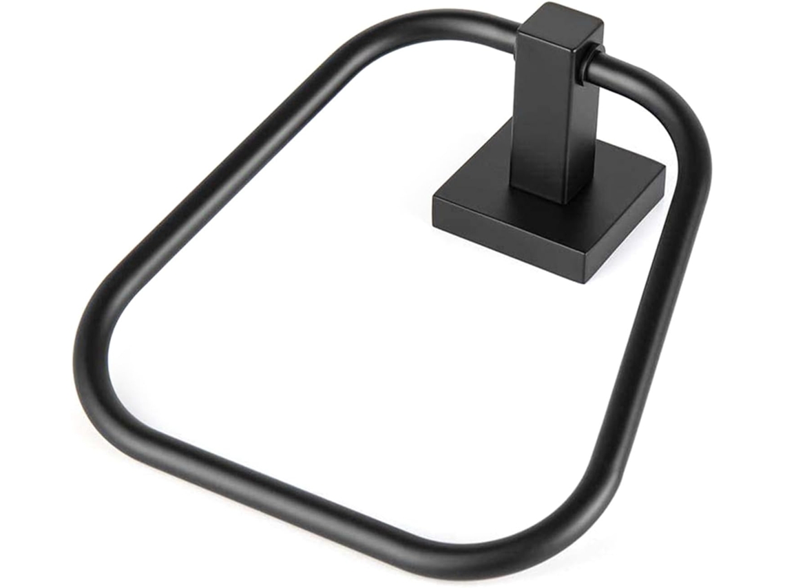 Elegantes Anéis Trapezoidais Para Toalhas Em Alumínio Preto Fosco, Práticos Para Guardar Acessórios De Banheiro