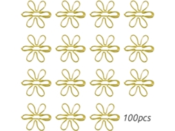 100 Clips de Papel Metálicos em Formato de Girassol, Design Inovador, Clips Grandes 29x29cm, Uso Não Elétrico em Mesas