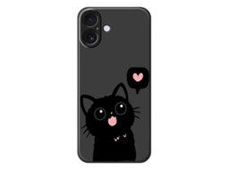 Capa Para Iphone 17 Com Estampa De Gato Preto - Preta