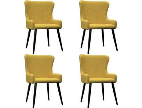 Conjunto 4 Cadeiras de Refeição  279171 Veludo Amarelo