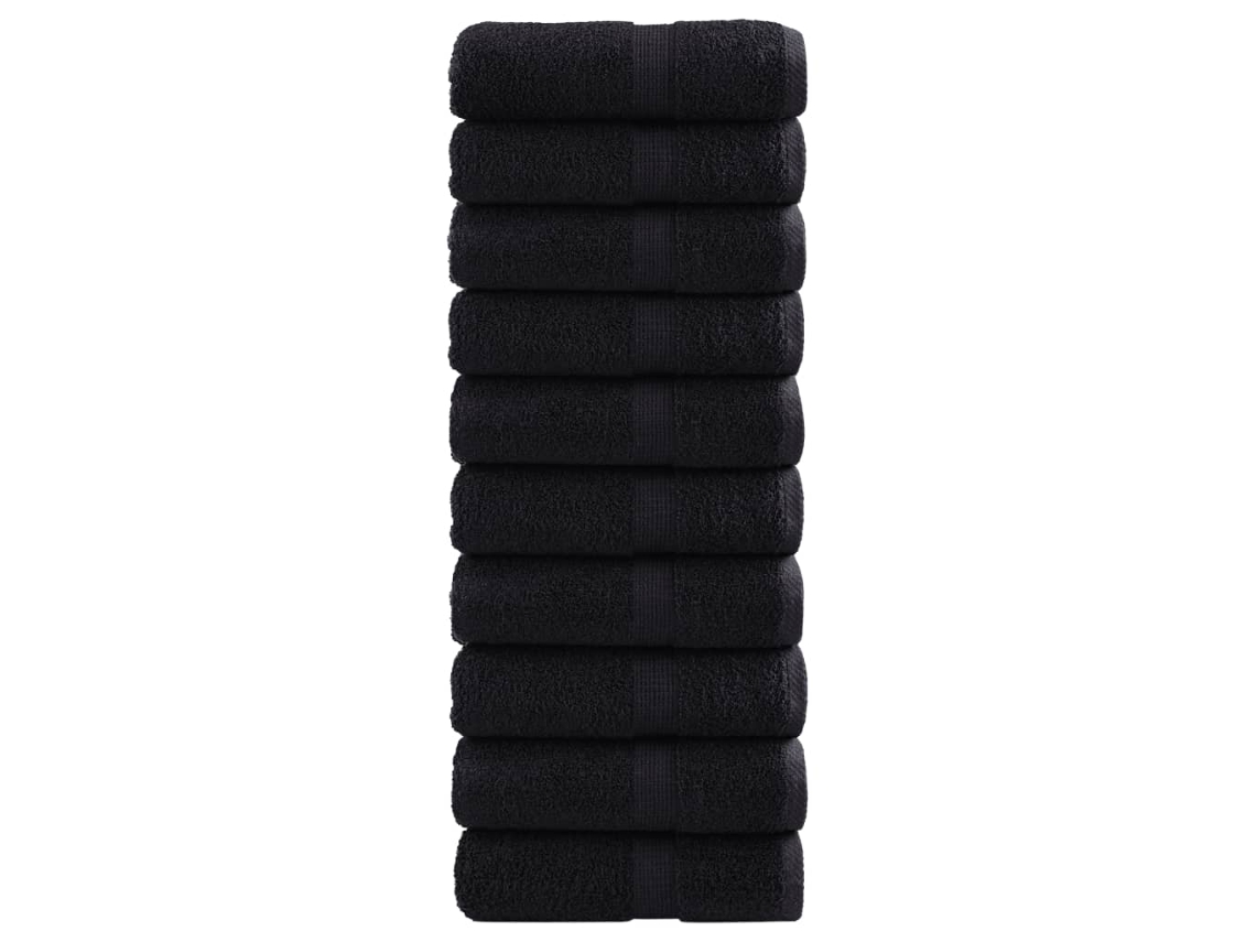 Vidaxl Toalhas De Rosto Premium Solund 10 Unidades, Pretas, 30x30 Cm, 600 G/m²