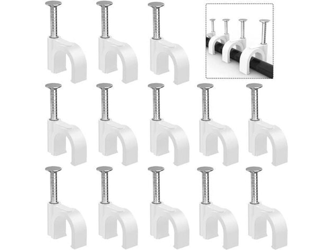Conjunto de 400 Clips de Fixação de Cabos com Prego de Aço