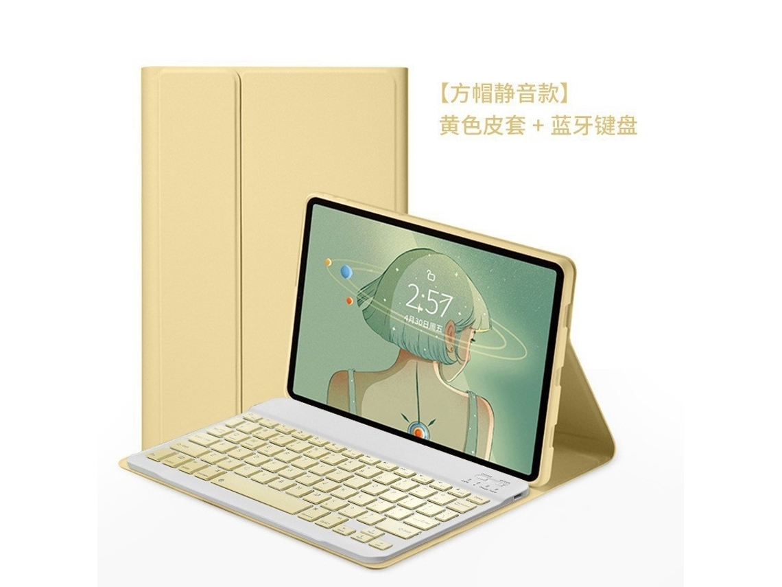Capa Com Teclado Bluetooth, Compatível Com Ipad Pro 10,2 Pol./10,5 Pol, Couro, Amarelo