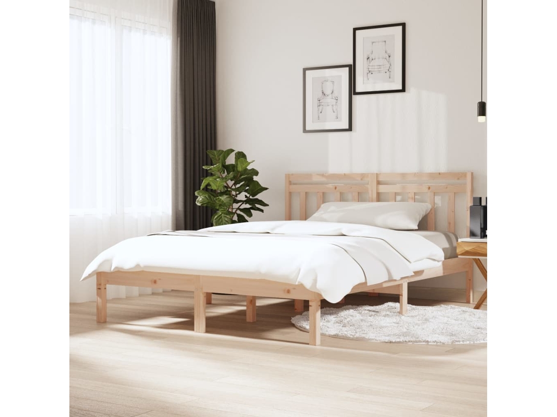 Vidaxl Estrutura De Cama 140x200 Cm Madeira De Pinho Maciça
