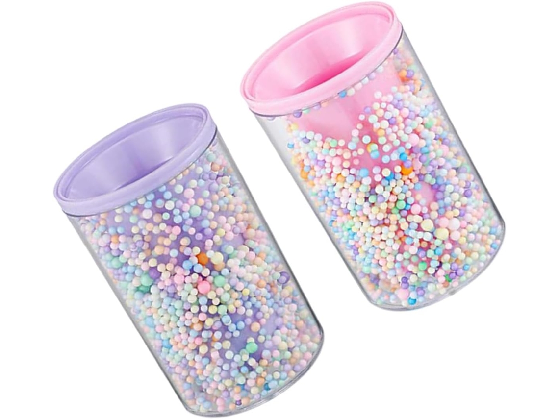 Porta-lápis em acrílico, conjunto de 2 unidades, design inovador para mesa.
