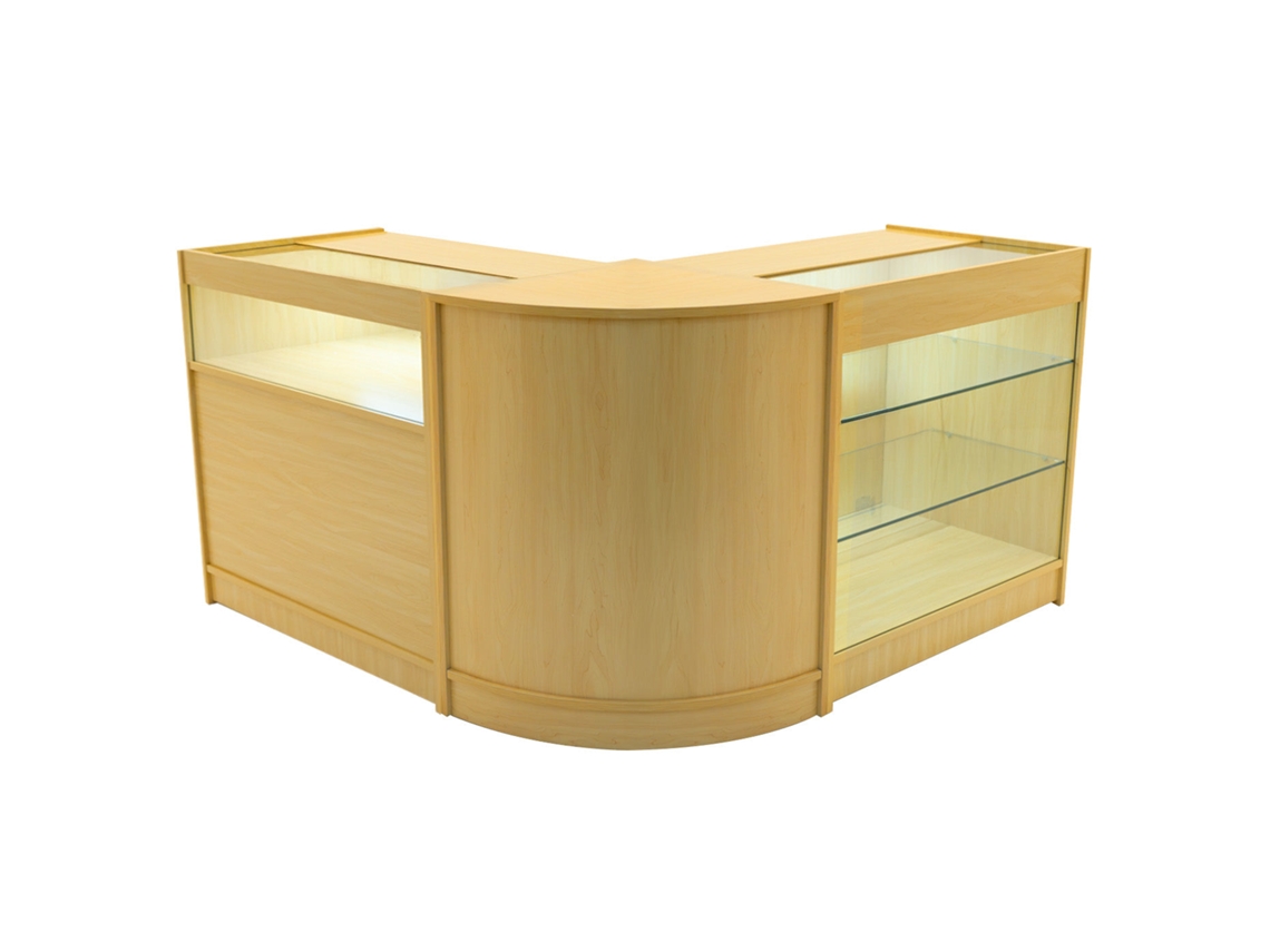 Conjunto de Balcões Comerciais MonsterShop Triton, Maple, K900B900CM60, MDF e Vidro Temperado