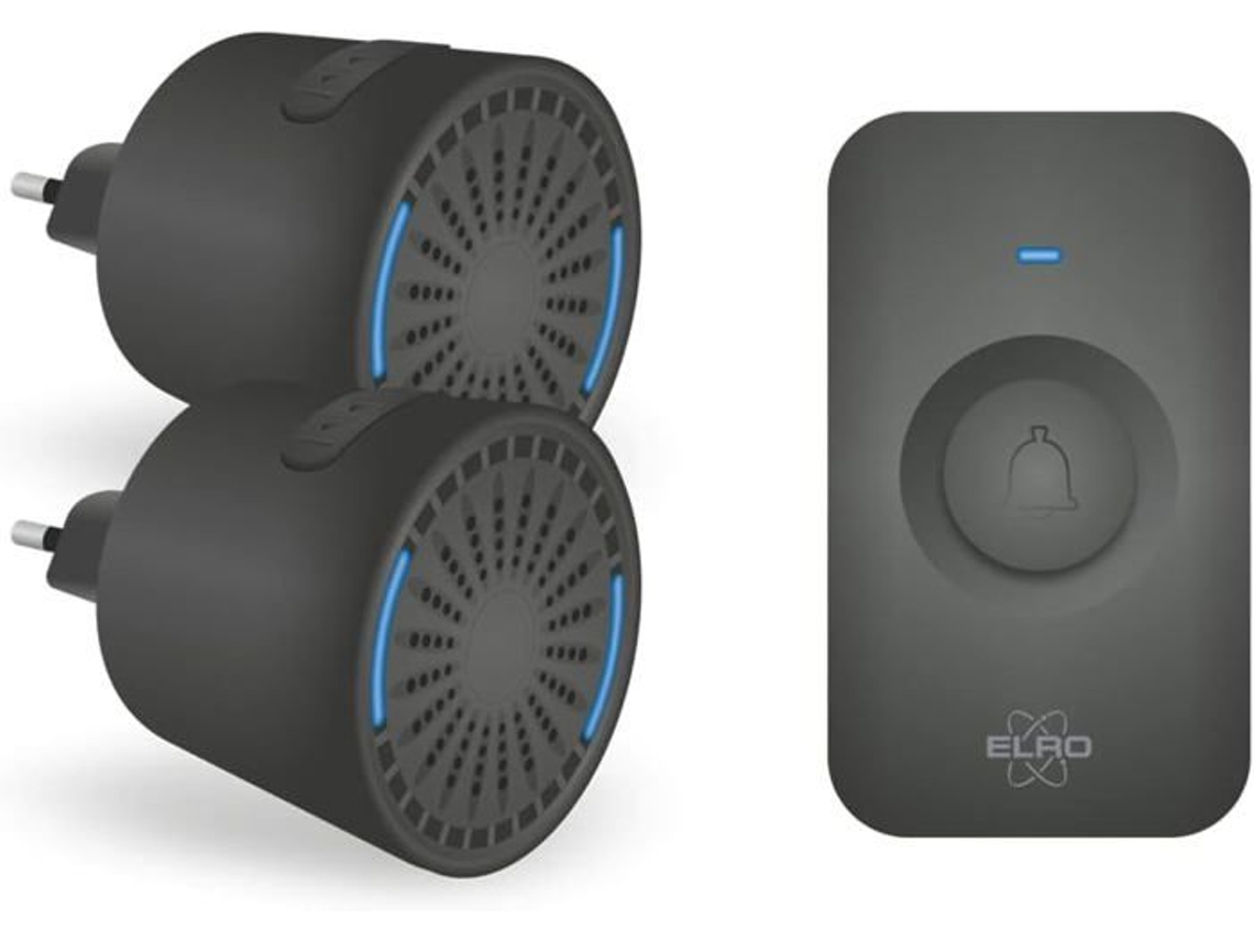 Campainha Sem Fio Elro Db2000 Com Dois Receptores Compactos De Encaixe Alcance De 200 Metros 64 Melodias Brilvibera