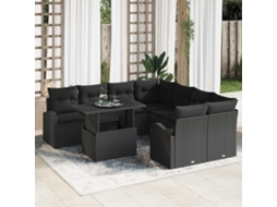 Vidaxl Conjunto De Sofá De Jardim 9 Unid. Preto