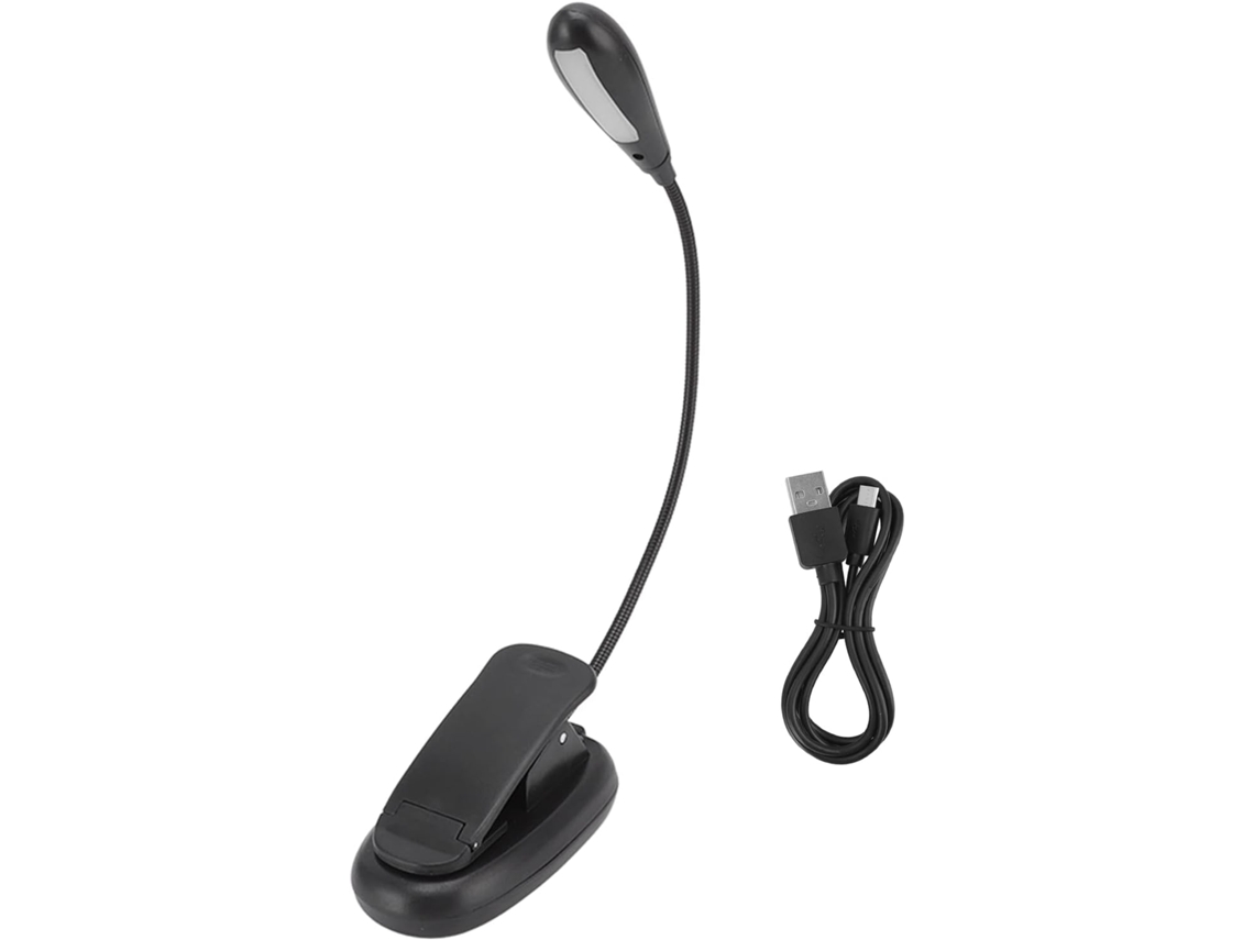 Luminária De Leitura Haofy Com Clipe, 7 Leds, 9 Níveis De Brilho E 3 Temperaturas Cor – Recarregável Via Usb, Com Haste