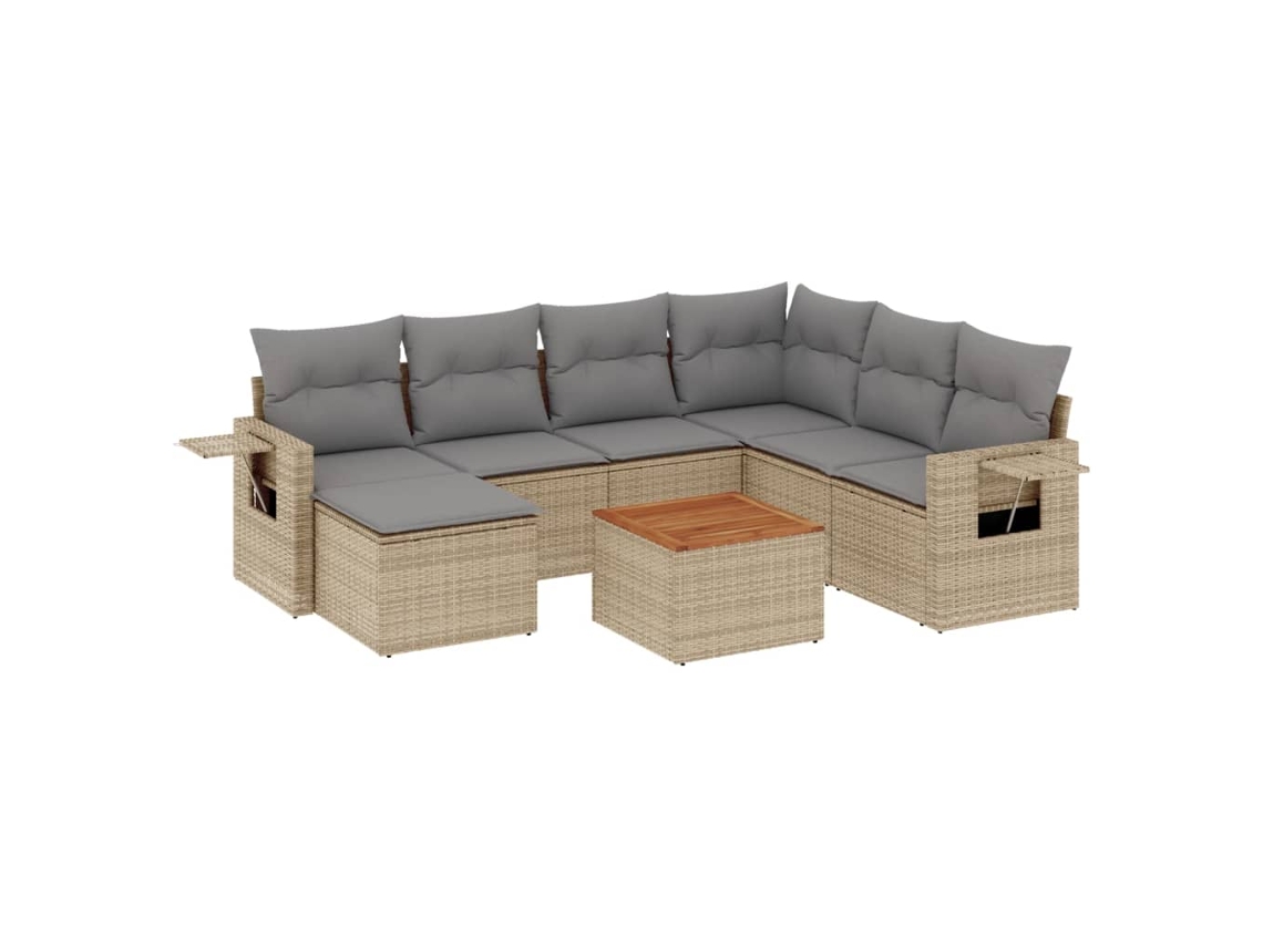 Maison Exclusive - 8 Pcs Conjunto De Sofás P/ Jardim Com Almofadões Vime Pe Bege
