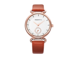 Relógio de Pulseira Feminino Simples com Correia de Couro Pu Estilo Moderno Quartz Redondo Café