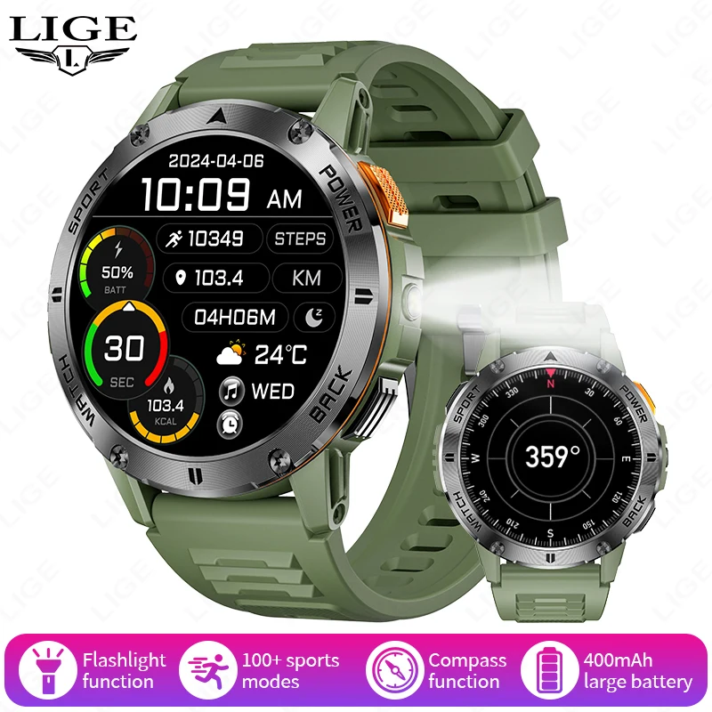 (silicone Verde) Smartwatch Com Gps, Bússola, Chamadas Bluetooth E À Prova D'água