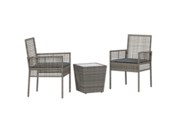 Conjunto 3 Conjunto De Jardim Vidaxl Cinzento Vime Pe (41,5 X 41,5 X 43 Cm)