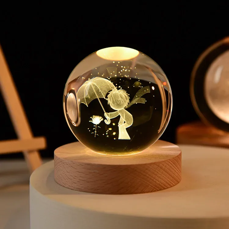 Bola de Cristal 3d de 6 Cm, Gravada a Laser, Decoração para Mesa de Casa MDUG