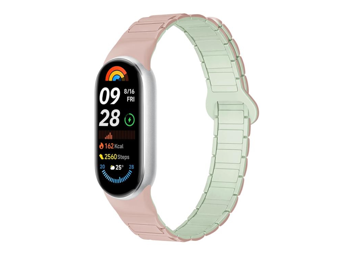 Bracelete para Xiaomi Smart Band 10/9/8 Silicone Magnético com Três Esferas Rosa e Azul XIAOMOYU