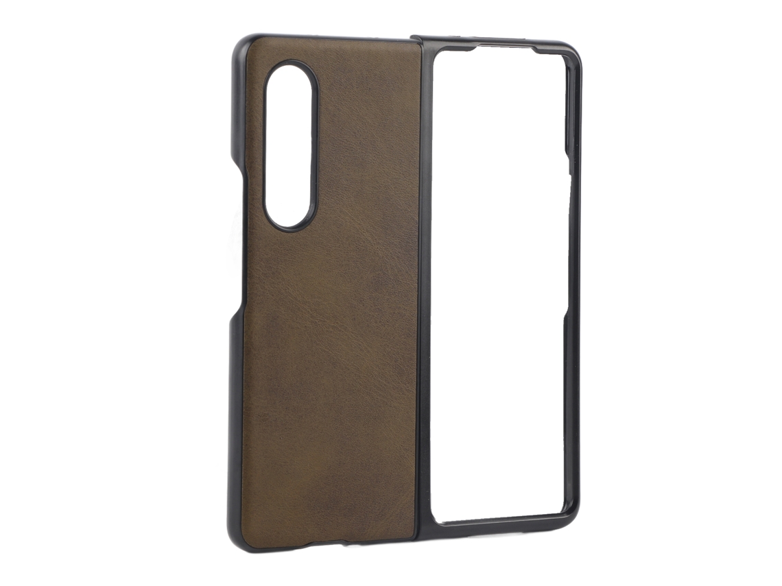 Funda de Cuero para Samsung Galaxy Z Fold 3, Antiarañazos, Antichoque, Color Verde Militar.