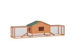 Gaiola/casinha Para Pequenos Animais, Com 2 Áreas Externas, 2 Rampas, 309 Cm X 79 Cm X 86 Cm, Nas Cores Natural E Verde.