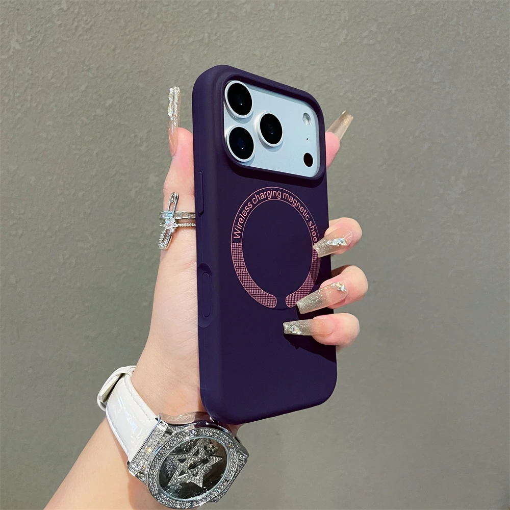 (roxo Escuro, Iphone 14) Capa De Celular Fosca Em Silicone Líquido Macio, Compatível Com Carregamento Sem Fio Magnético Magsafe.
