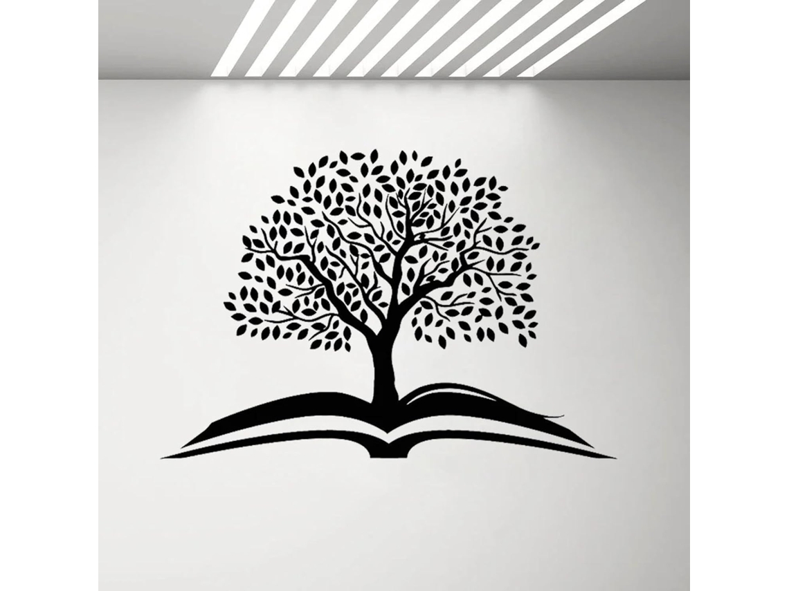 Adesivos de parede de livros para quarto, decoração de parede com livros, adesivos de vinil com árvores para parede, adesivos para vidro de biblioteca, escola e sala de aula.