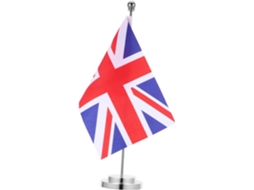 Bandeira de Mesa em Miniatura da Union Jack, 33x7cm, com Suporte em Poliéster e Aço. Kit de Bandeiras Decorativas CHABERLU
