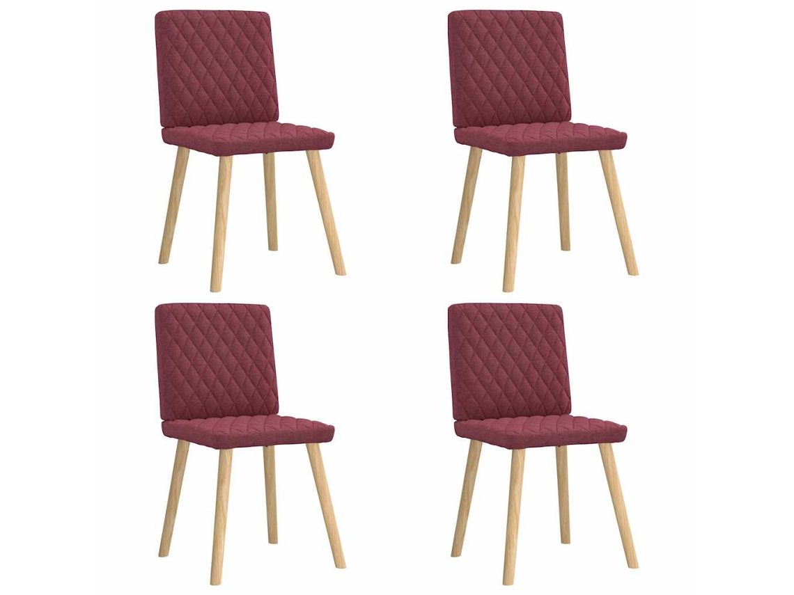 Vidaxl Cadeiras De Jantar 4 Pcs Tecido Vermelho Tinto