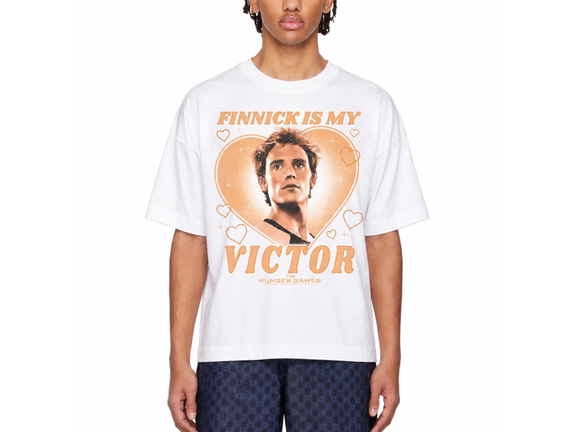 Rockinstone Hunger Games Finnick Is My Victor White T-shirt Size:xxxl