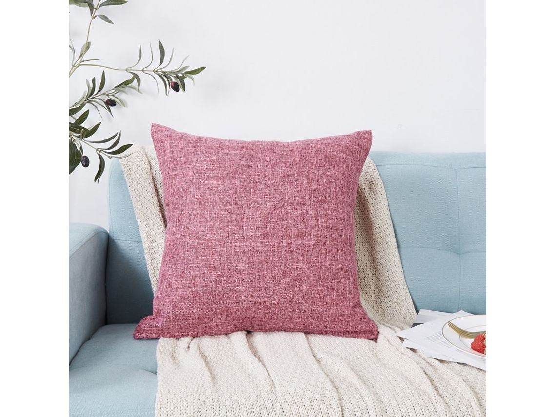 Rebe fundas de Almohadas Decorativas de Lino Conjunto de 2 para Sofá, Sala, 16x16 Polegadas, Rosa