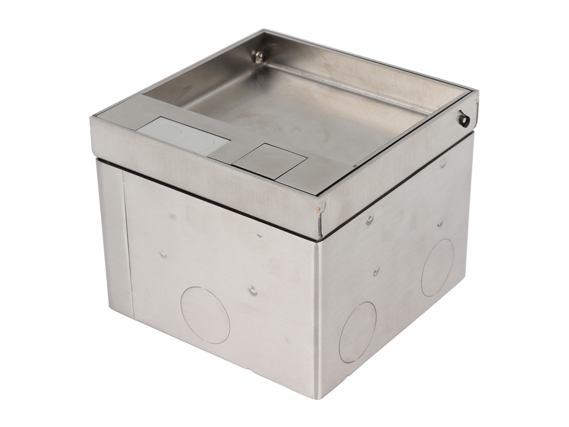 Tomada de chão elegante, de aço inoxidável, resistente à água, com tomada para PC integrada.