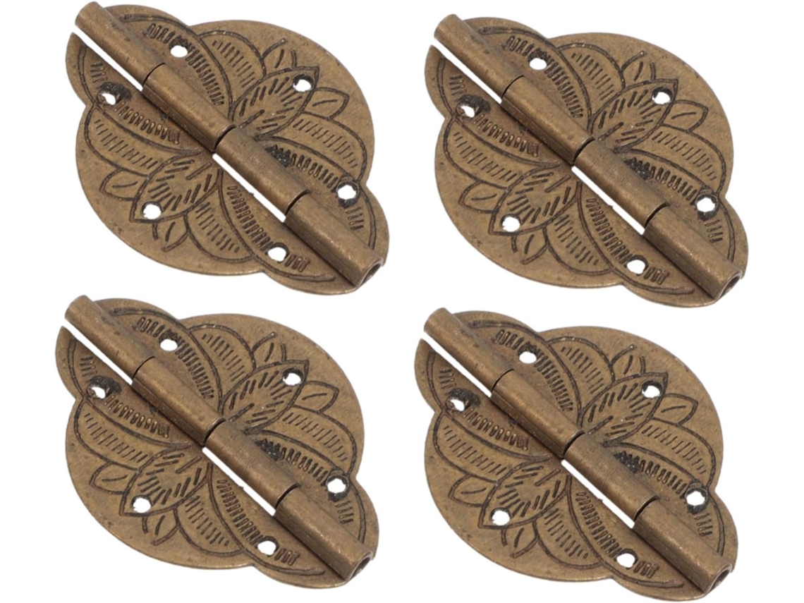 Dobradiças Decorativas Douradas Em Latão Antigo, Conjunto De 4 Peças, Para Caixa De Joias