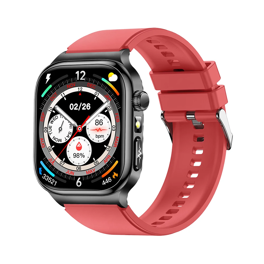 (silicone Vermelho) Smartwatch Com Chamadas Bluetooth E Tela Amoled Hd De 2,04 Polegadas.