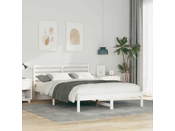 Vidaxl Estrutura Da Cama Com Cabeceira Branco 140 X 220 Cm