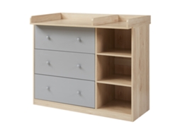 Trocador Beldinupp Com Tapete Muda Fraldas Amovível 93 x 110 x 55 cm Carvalho / Cinzento [EN.CASA]